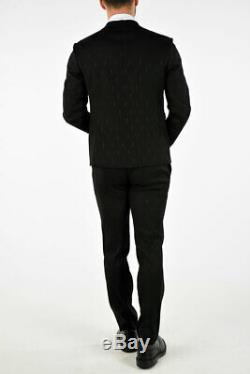 NEIL BARRETT New Man Black Bolts Slim Fit Single Breasted Suit Size 48 it $1572