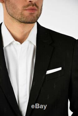 NEIL BARRETT New Man Black Bolts Slim Fit Single Breasted Suit Size 48 it $1572