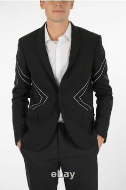 NEIL BARRETT men Suit Jackets Blazer 2 Button Lining Slim Fit Black 48 Italy
