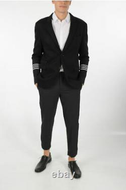 NEIL BARRETT men Suit Jackets Blazer Slim Long Fit 2 Button Stripes Black 52