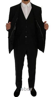 NEW $2400 DOLCE & GABBANA Suit Black Wool Slim Fit 3 Piece s. EU56/ US46 / XXL
