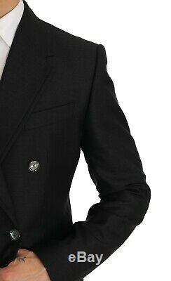 NEW $2700 DOLCE & GABBANA Suit Gray Wool Silk Double Breasted Slim Fit IT48/US38