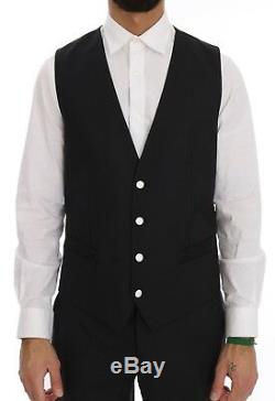 NEW $2800 DOLCE & GABBANA Suit Black Wool Silk 3 Piece Slim Fit EU48 /US38 / M