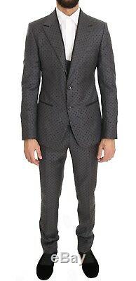 NEW $2900 DOLCE & GABBANA Suit Gray Polka Dotted Slim Fit 3 Piece EU52 / US42/XL