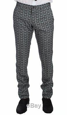 NEW $3200 DOLCE & GABBANA Blue Wool Owl Print Slim Fit 3 Piece Suit EU54/US44/XL