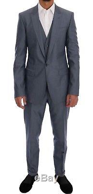 NEW $3200 DOLCE & GABBANA Suit 3 Piece Blue Slim fit MARTINI Wool Silk EU48/US38