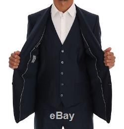 NEW $3200 DOLCE & GABBANA Suit Slim fit Blue Wool Silk Crown MARTINI EU48 / US38
