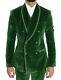 NEW $3400 DOLCE & GABBANA Suit Green Velvet Slim Fit Double Breasted EU46 / US36