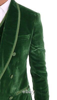 NEW $3400 DOLCE & GABBANA Suit Green Velvet Slim Fit Double Breasted EU48 / US38