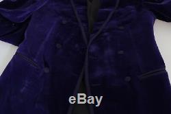 NEW $3400 DOLCE & GABBANA Suit Purple Velvet Slim Fit Double Breasted EU48 /US38