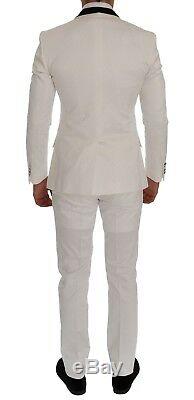 NEW $3400 DOLCE & GABBANA Suit Slim Fit White Brocade Smoking Tuxedo EU48 / US38