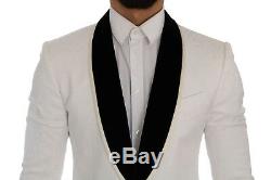 NEW $3400 DOLCE & GABBANA Suit Slim Fit White Brocade Smoking Tuxedo EU48 / US38