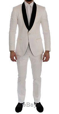 NEW $3400 DOLCE & GABBANA Suit Slim Fit White Brocade Smoking Tuxedo EU52 / US42