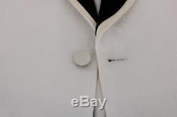 NEW $3400 DOLCE & GABBANA Suit Slim Fit White Brocade Smoking Tuxedo EU52 / US42