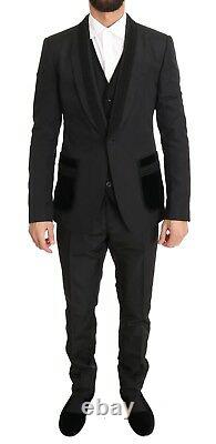 NEW $3800 DOLCE & GABBANA Suit Black Silk Torrero Slim Fit 3 Piece EU48/ US38/ M