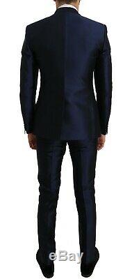 NEW $3800 DOLCE & GABBANA Suit Blue Silk 3 Piece MARTINI Slim Fit s. IT44 / US34
