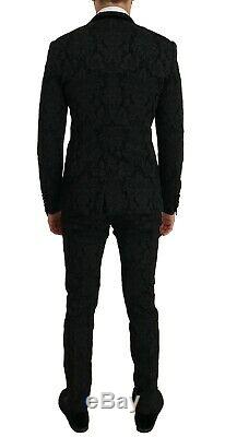 NEW $4000 DOLCE & GABBANA Suit Black Slim Fit 3 Piece Crystal Bee IT46 / US36 /S