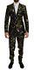 NEW $4400 DOLCE & GABBANA Suit Black Bird Silk SICILIA Slim Fit Blazer IT46/US36