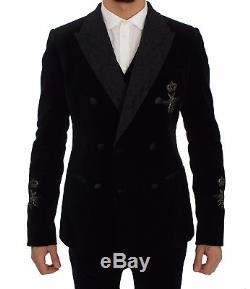 NEW $4400 DOLCE & GABBANA Suit Vest Blue Velvet 3 Piece Slim Fit EU48 / US38 / M