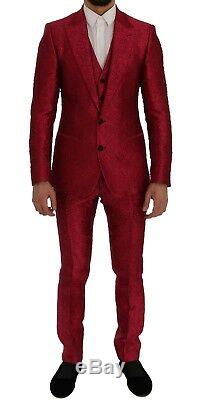 NEW $4800 DOLCE & GABBANA Suit 3 Piece Slim fit Pink Jacquard s. EU50 /US40 / L