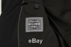 NEW $5800 DOLCE & GABBANA Suit Black Wool Crystal Slim Fit 3 Piece EU54/ US44/XL
