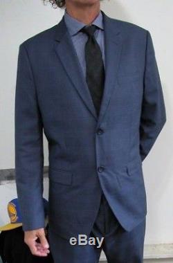 NEW Banana Republic Modern 2btn Blue Plaid Slim/Tailored Fit Suit 42 R Flat Pant