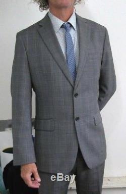 NEW Banana Republic Modern 2btn Gray Plaid Slim/Tailored Fit Suit 40 R Flat Pant