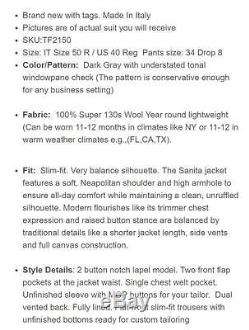 NEW! Dark Gray Isaia 2 Button SlimFit Suit Lightweight 130s Wool 40 R 50IT $4175