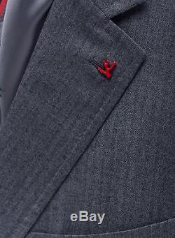 NEW! Dark Gray Isaia 2 Button SlimFit Suit Lightweight Wool Silk 46 L 56IT $4175