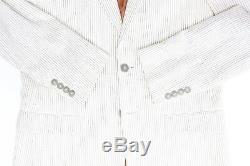 NEW Jos A Bank Cream Pin Stripe Slim Fit Suit 38R 32W Wool Linen Blend Summer
