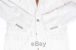 NEW Jos A Bank Cream Pin Stripe Slim Fit Suit 42R 36W Wool Linen Blend Summer