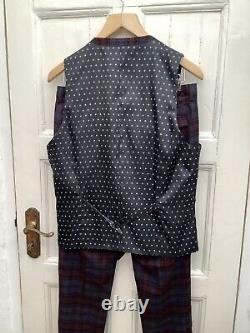 NEW LABEL LAB MOJITO Men's 3 Piece Slim Fit Tartan Check Suit 40R W30R £250