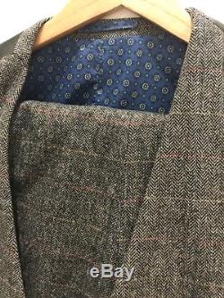 NEW Moss London Mens Slim Fit Tweed 3piece Suit