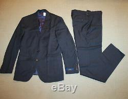 NEW Polo Ralph Lauren Custom Slim Fit Blue Wool Houndstooth Suit 42R