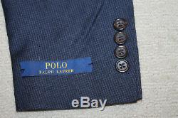 NEW Polo Ralph Lauren Custom Slim Fit Blue Wool Houndstooth Suit 44R
