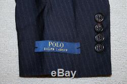 NEW Polo Ralph Lauren Custom Slim Fit Modern Blue Stripe Wool Suit 44L