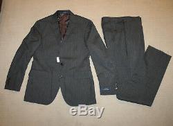 NEW Polo Ralph Lauren Custom Slim Fit Modern Gray Stripe Wool Suit 38S