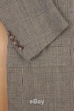 NEW Polo Ralph Lauren Linen/Wool Glen Check Suit Custom Fit Slim 40R Flat Front