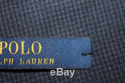 NEW Polo Ralph Lauren Modern Slim Custom Fit Dark Blue Check Wool Suit 44R