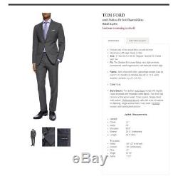 NEW TOM FORD Suit Slim Fit Wool 2 Button US 40 R/ 50 R $4870 Shelton