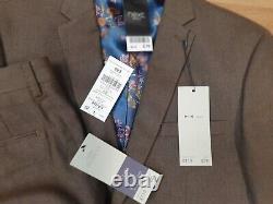 NEXT 2 Piece Suit Mens Jacket Size 42S Trouser 32R W32 L31 Brown Slim Fit