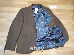 NEXT 2 Piece Suit Mens Jacket Size 42S Trouser 32R W32 L31 Brown Slim Fit