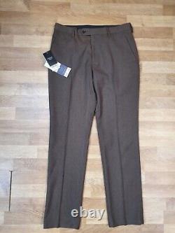 NEXT 2 Piece Suit Mens Jacket Size 42S Trouser 32R W32 L31 Brown Slim Fit