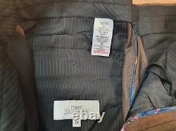 NEXT 2 Piece Suit Mens Jacket Size 42S Trouser 32R W32 L31 Brown Slim Fit