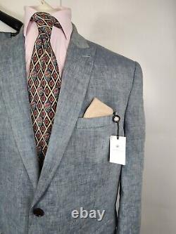 NEXT SIGNATURE Men's Blue NOVA FIDES PURE ITALIAN LINEN SUIT 46L / 36L Slim Fit