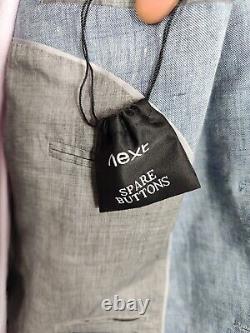 NEXT SIGNATURE Men's Blue NOVA FIDES PURE ITALIAN LINEN SUIT 46L / 36L Slim Fit