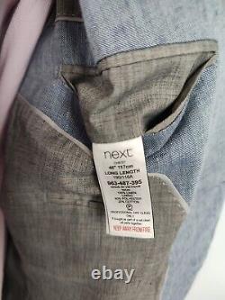 NEXT SIGNATURE Men's Blue NOVA FIDES PURE ITALIAN LINEN SUIT 46L / 36L Slim Fit