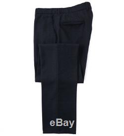 NWT $1375 L. B. M. 1911 Navy Blue Washed Flannel Wool Suit Slim 44 R (fits 42)