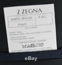 NWT $1375 Z ZEGNA Navy Blue Microcheck Wool Drop 8 Slim Fit Suit 42 L Fits 40 L