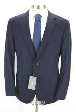 NWT $1495 Boglioli Wool Suit 48 R fits 46 R Solid Navy Two Button Sforza (58 Eu)